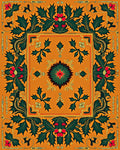 Orange Holly Berry Floral Border Rug