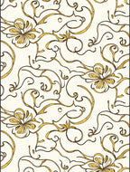 Gold Floral Swirl Art Nouveau Rug