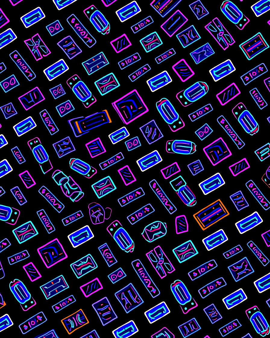 Neon Geometric Abstract Tablet Collage Rug