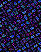 Neon Geometric Abstract Tablet Collage Rug
