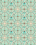 Aqua And Coral Sunburst Mandala Rug