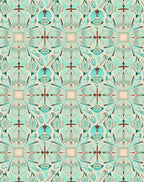 Aqua And Coral Sunburst Mandala Rug