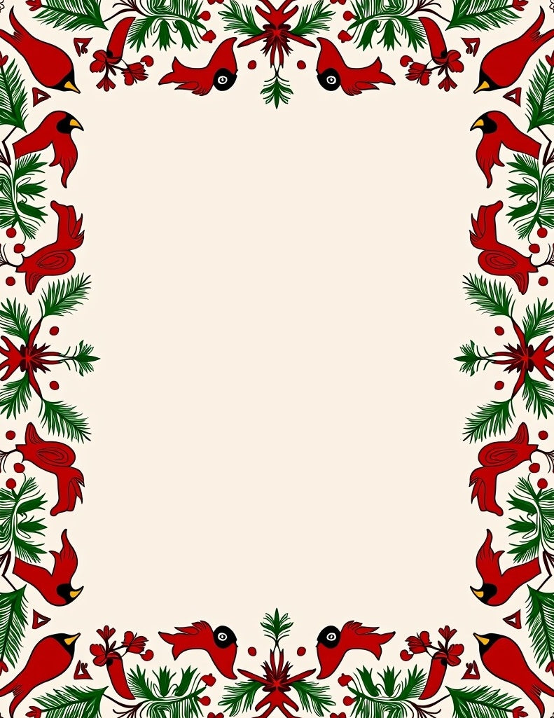 Crimson Cardinals Forest Border Rug