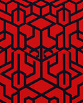 Bold Red Geometric Interlocking Shapes Rug