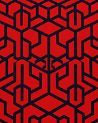 Bold Red Geometric Interlocking Shapes Rug
