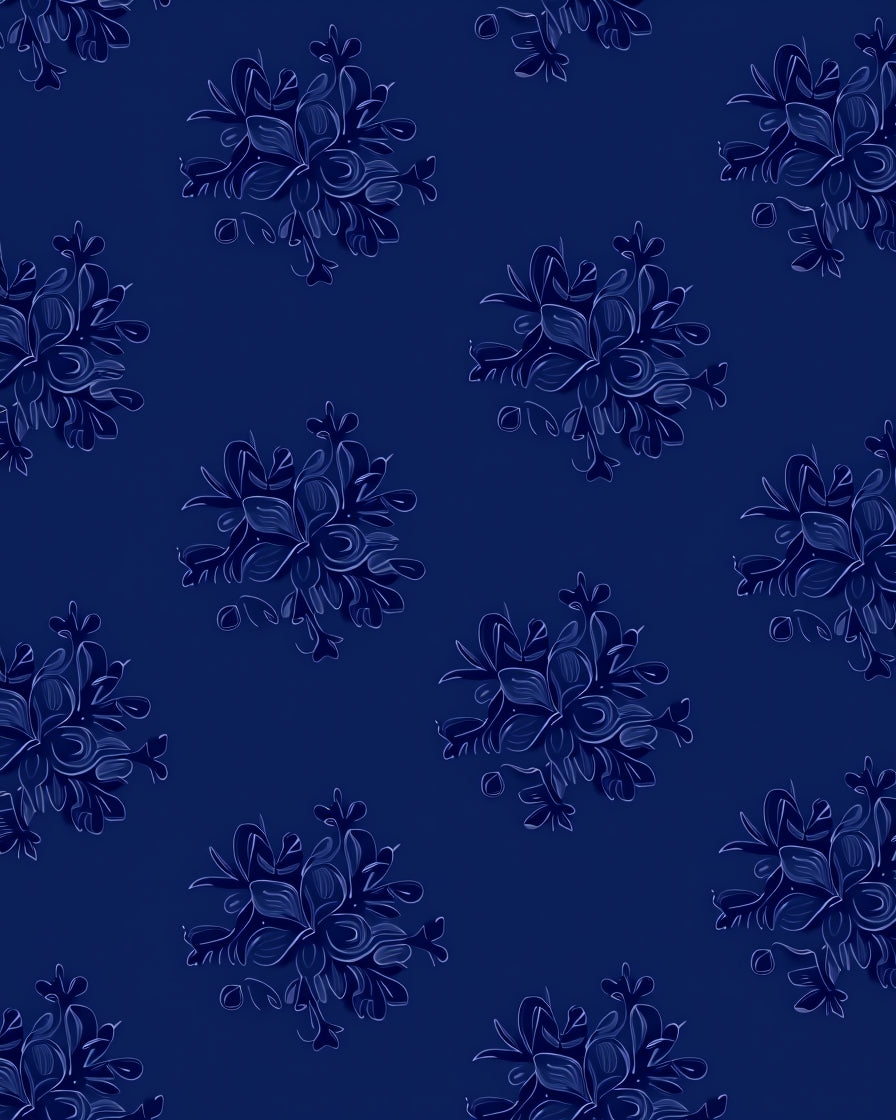 Deep Blue Floral Medallion Accents Rug