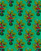 Emerald Green Holly Berry Branch Rug