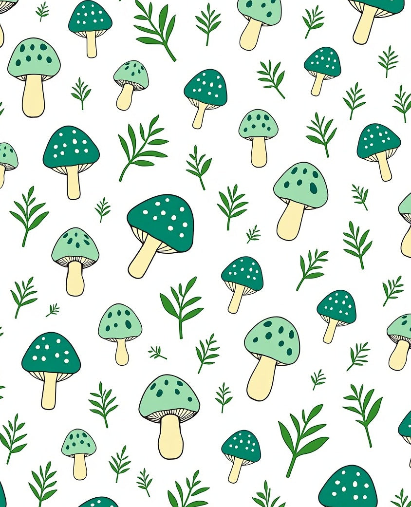 Whimsical Green Mushroom Forest Floor Rug