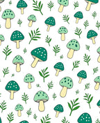 Whimsical Green Mushroom Forest Floor Rug
