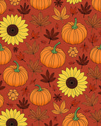 Autumn Harvest Pumpkin Sunflower Leaves Rug