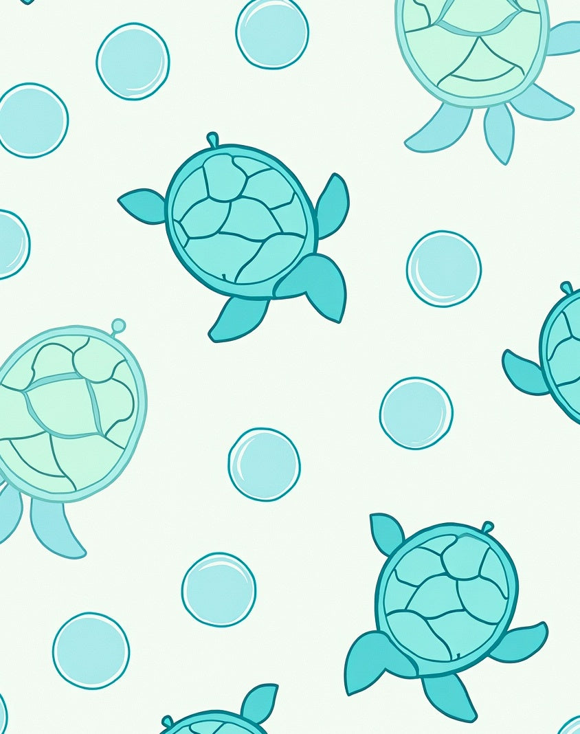 Aqua Turtle Bubbles Repeating Pattern Rug