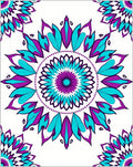 Vibrant Teal Purple Medallion Mandala Rug