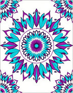 Vibrant Teal Purple Medallion Mandala Rug