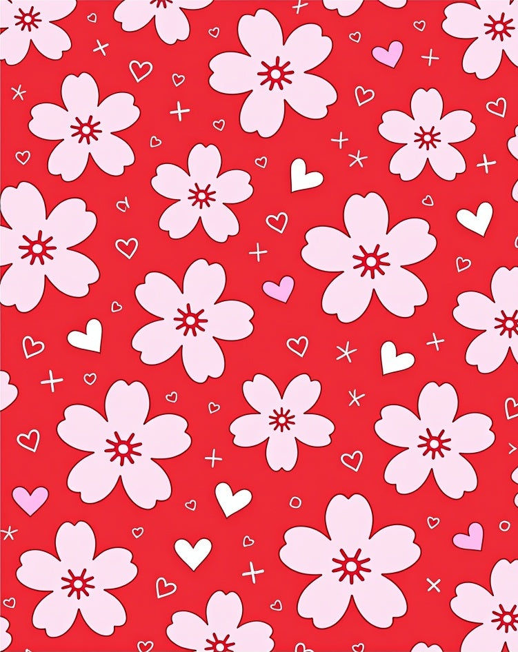 Red Floral Hearts Charm Rug