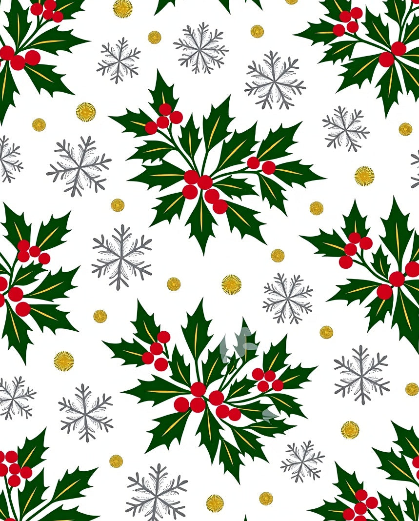 Festive Holly Berry Snowflake Garland Rug