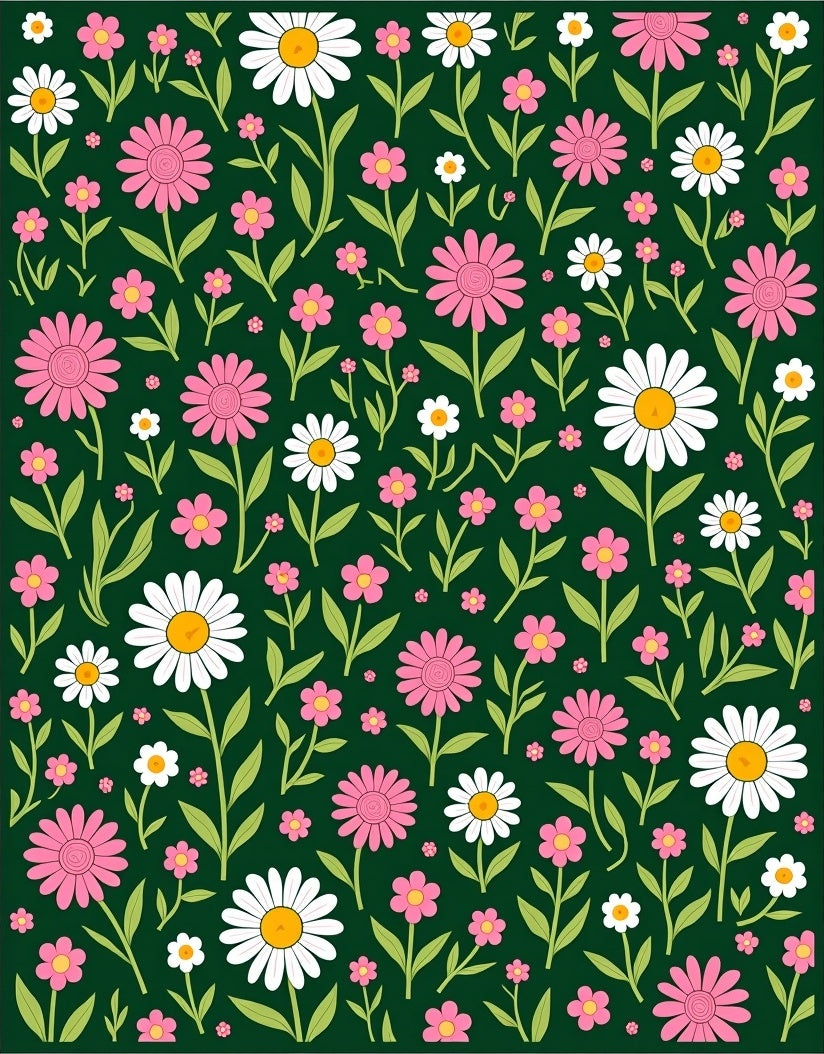Whimsical Pink Daisy Garden Rug