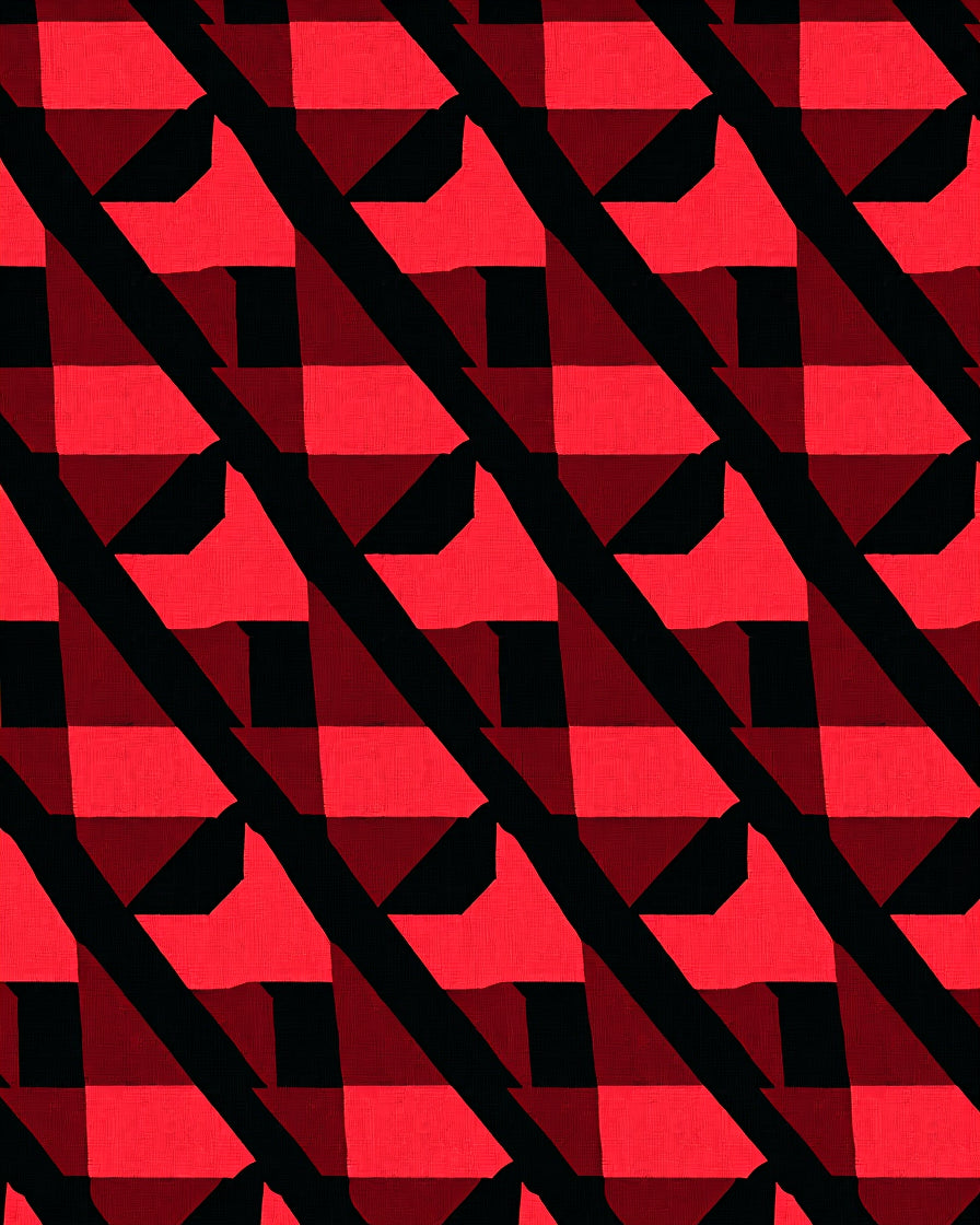 Bold Red Geometric Stripe Rug