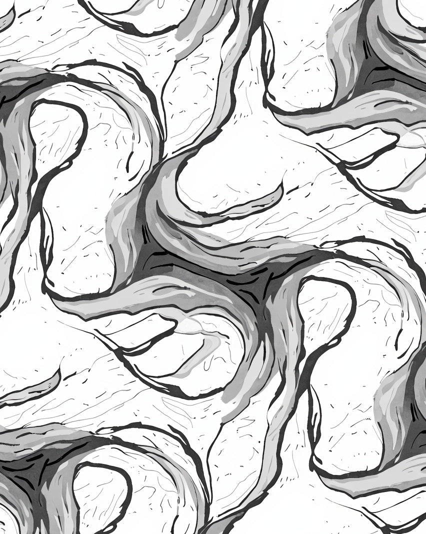 Monochromatic Abstract Swirls Organic Flow Rug