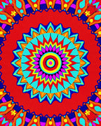 Vibrant Radial Mandala With Bold Colors Rug