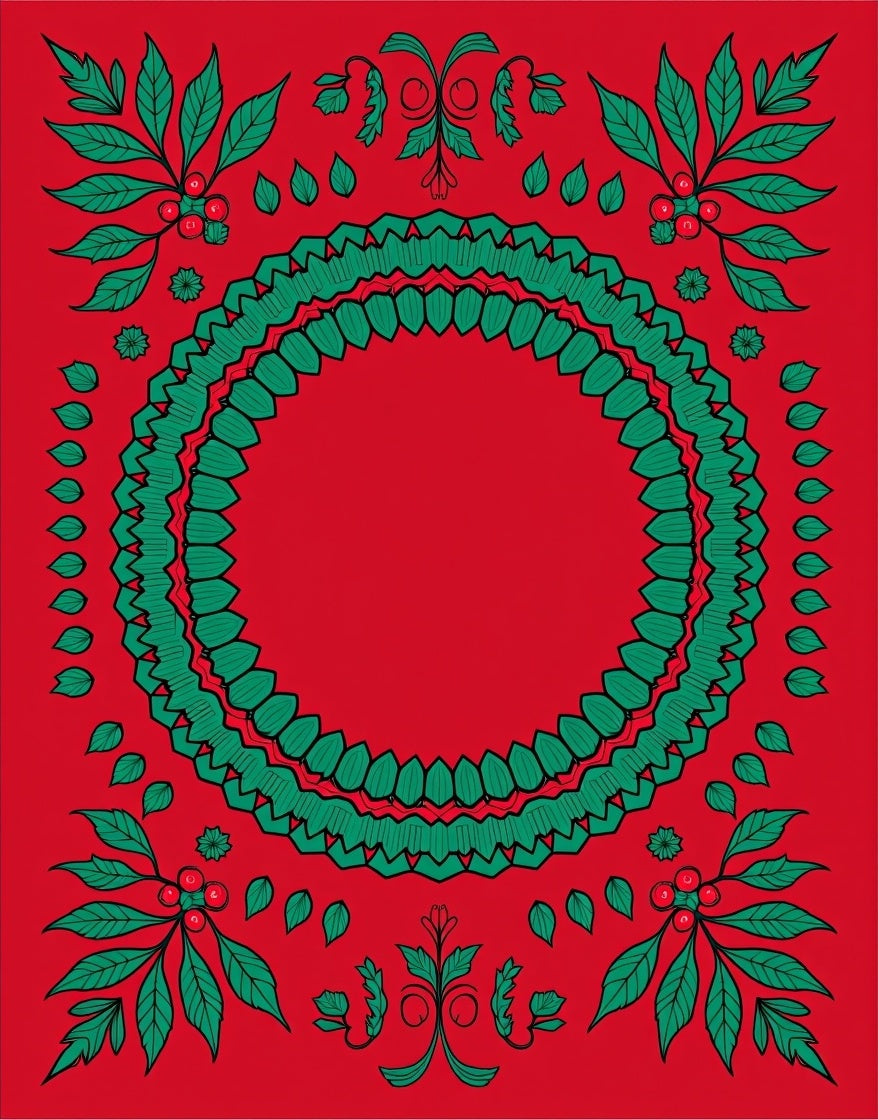 Crimson Green Botanical Mandalas Rug
