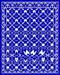 Intricate Blue White Lattice Medallion Rug