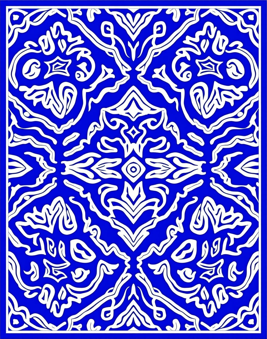 Royal Blue Intricate Arabesque Medallion Rug