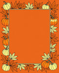 Orange Pumpkin Leaf Border Rug