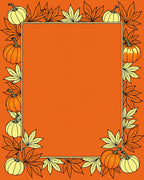 Orange Pumpkin Leaf Border Rug