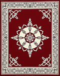 Crimson Ivory Mandala Floral Border Rug