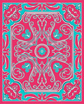 Vibrant Pink Teal Floral Medallion Rug