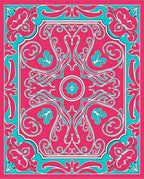 Vibrant Pink Teal Floral Medallion Rug