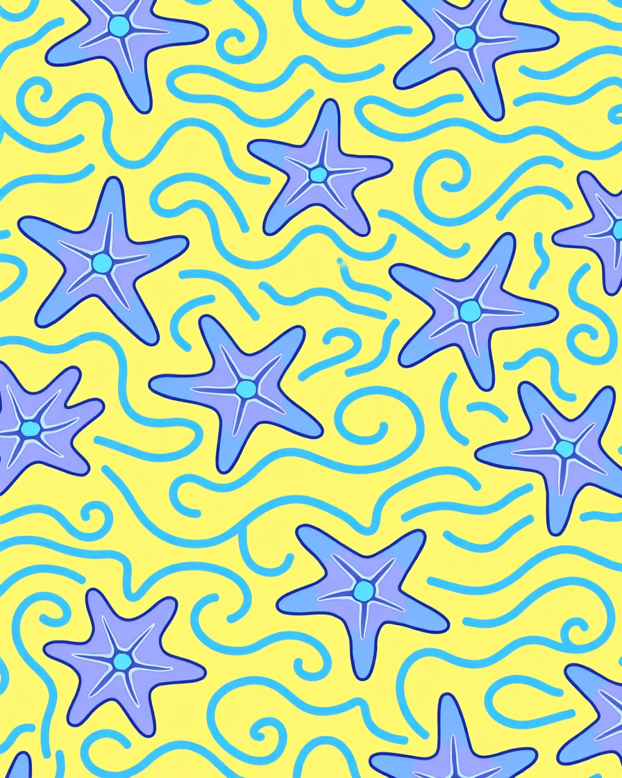 Whimsical Purple Starfish Water Rug