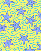Whimsical Purple Starfish Water Rug