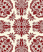 Crimson Medallion Floral Damask Rug