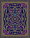 Deep Blue Golden Geometric Swirl Rug