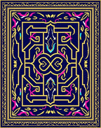 Deep Blue Golden Geometric Swirl Rug