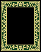 Antique Gold Green Floral Scroll Frame Rug