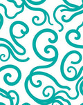 Teal Swirls on White Background Rug