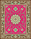 Vivid Pink Floral Vine Border Rug