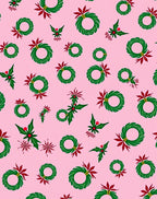 Festive Green Wreath Holly Red Bows Rug