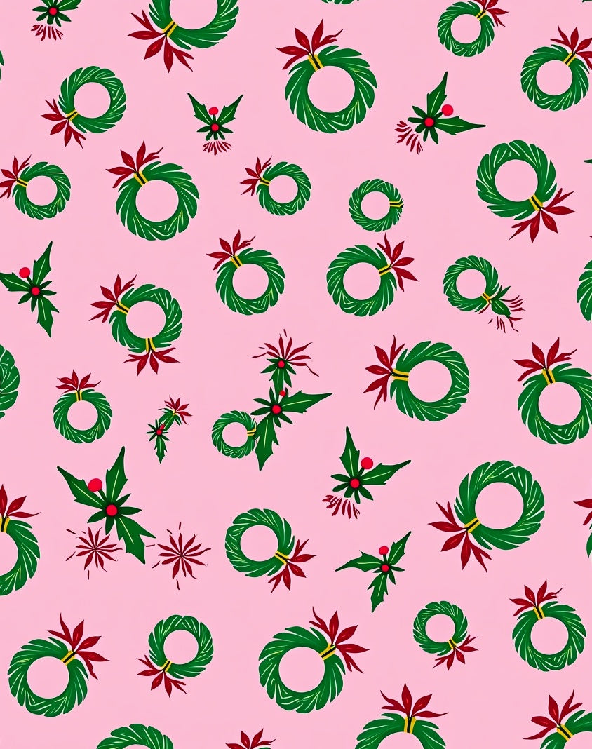 Festive Green Wreath Holly Red Bows Rug