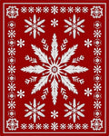 Crisp Red Snowflake Medallion Border Rug