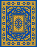 Royal Blue and Gold Floral Medallion Rug