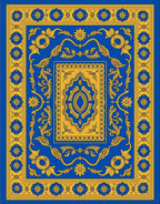 Royal Blue and Gold Floral Medallion Rug