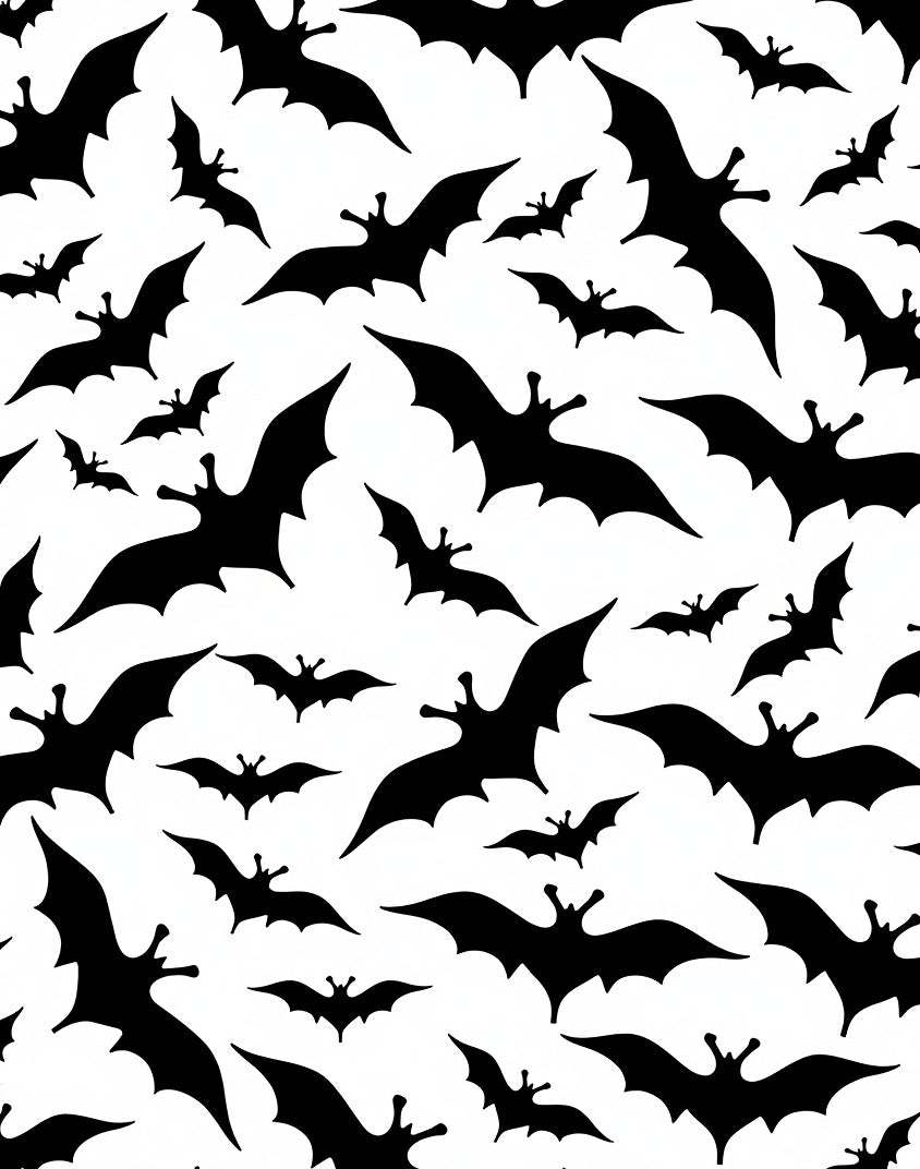 Scattered Black Bat Halloween Night Rug