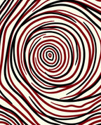 Crimson Black Swirling Concentric Rings Rug