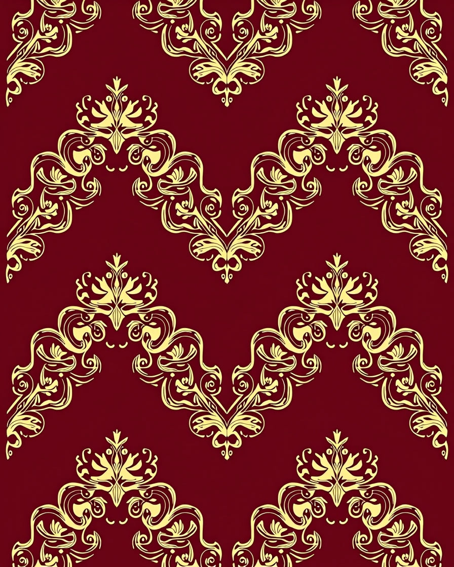 Golden Damask Floral Swirl Rug