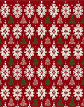 Red Evergreen Snowflake Repeating Pattern Rug