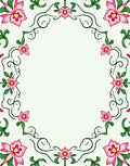 Whimsical Pink Floral Vine Border Rug