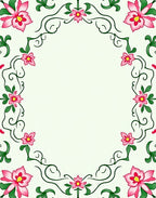 Whimsical Pink Floral Vine Border Rug